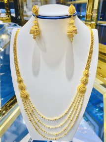 22ct Real Gold Asian/Indian/Pakistani Style Filigree Rani Haar/Necklace Set